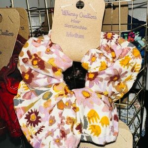 Whimsy Creations Floral Hair Scrunchie - Pink and Yellow